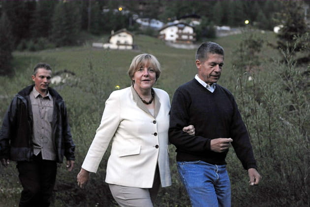 Angela Merkel et son époux Joachim Sauer, dans les Alpes italiennes (2011)