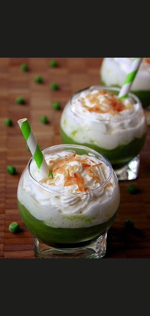 Cappuccino de petits pois et bacon