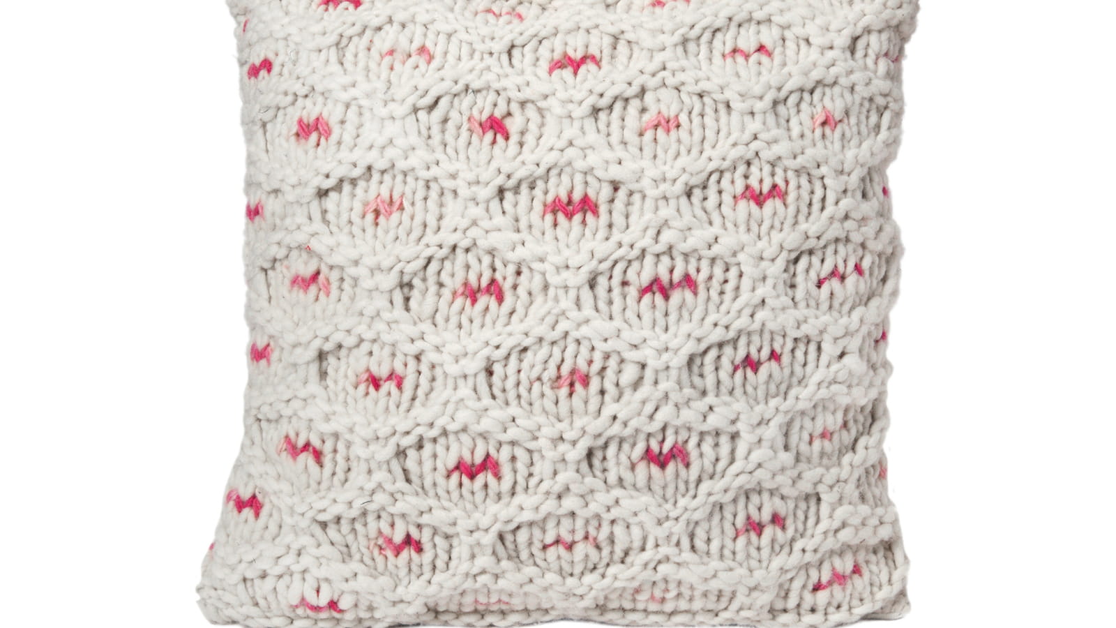 Housse de coussin tricotée Pompon Bazar