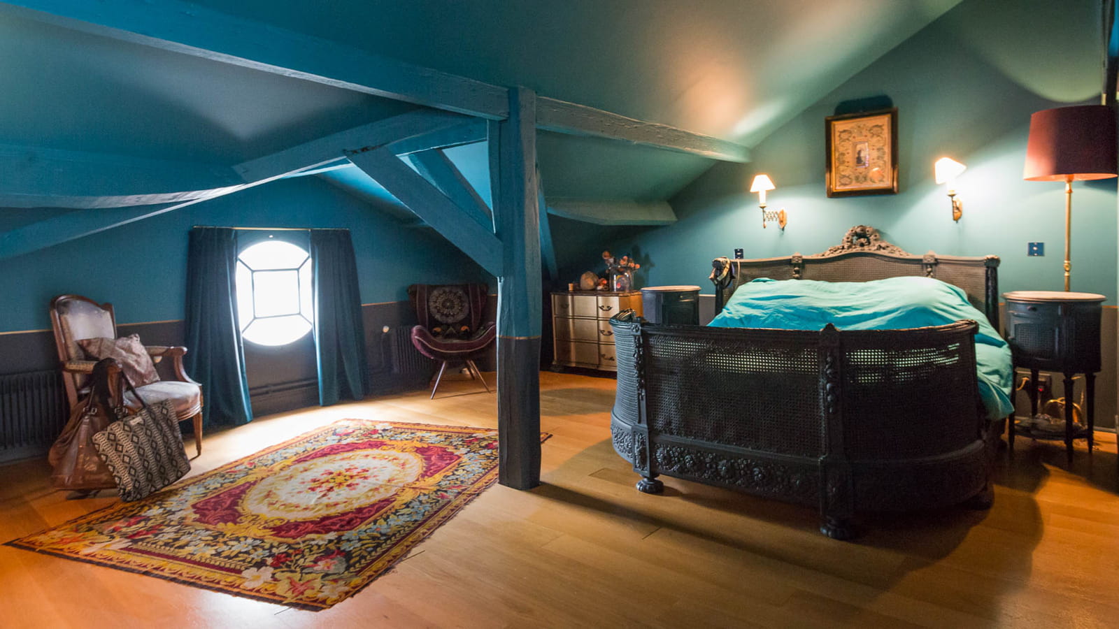 Chambre bleu canard