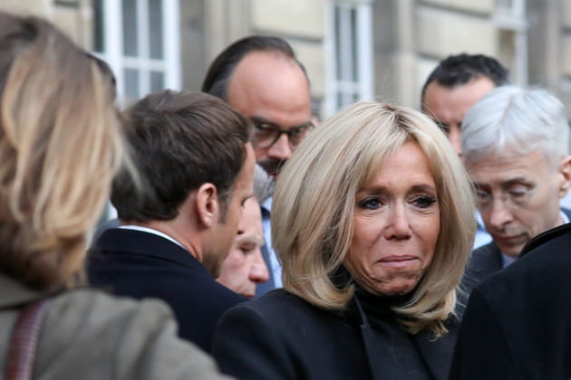 Brigitte et Emmanuel Macron attrist&eacute;s par l'incendie de Notre-Dame de Paris