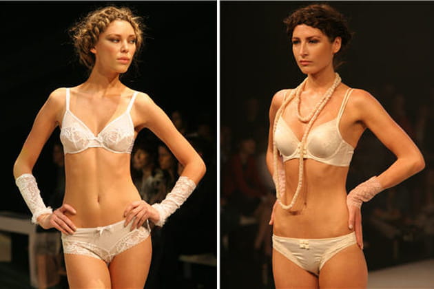 Soutien-gorge et shorty de Barbara et parure blanche de Fidelia
