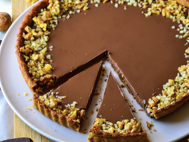 Recette de Tarte au chocolat et aux noix