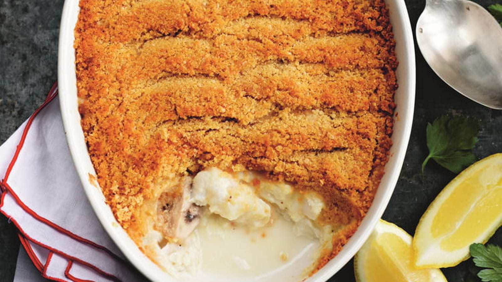 Crumble de cabillaud au citron et parmesan