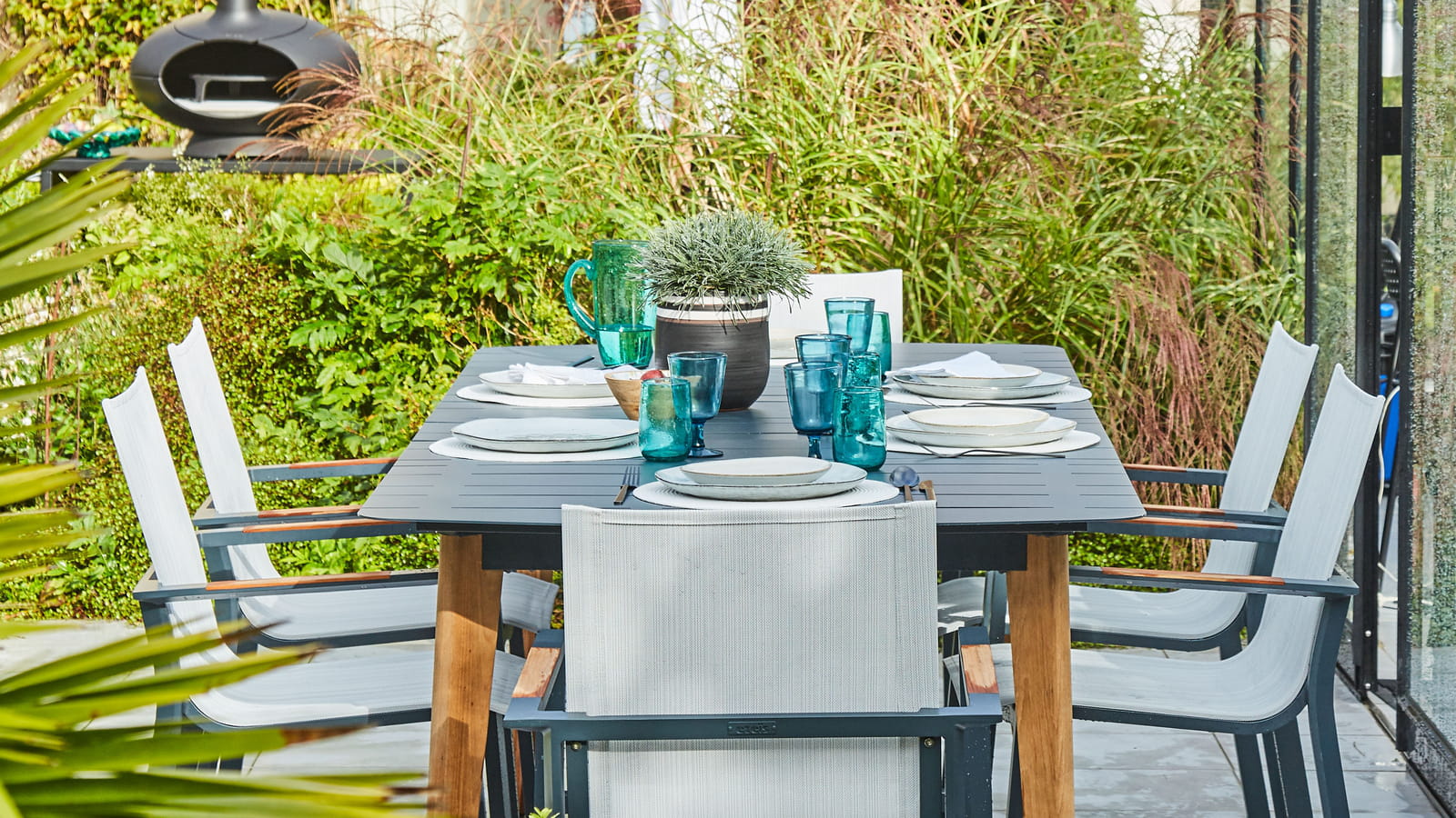 Table de jardin en teck et alu