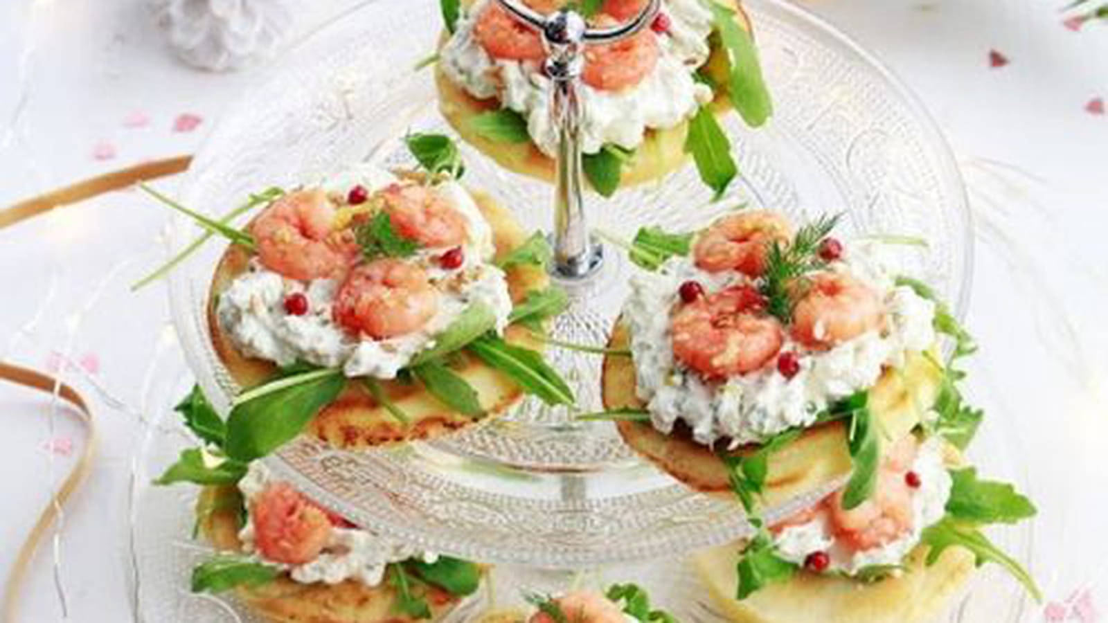 Blinis aux crevettes, citron et gingembre