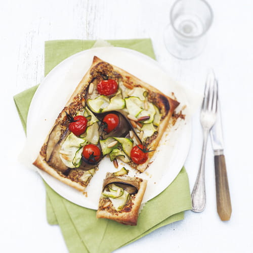 Tarte fine à la moutarde de Meaux et aux légumes d'été