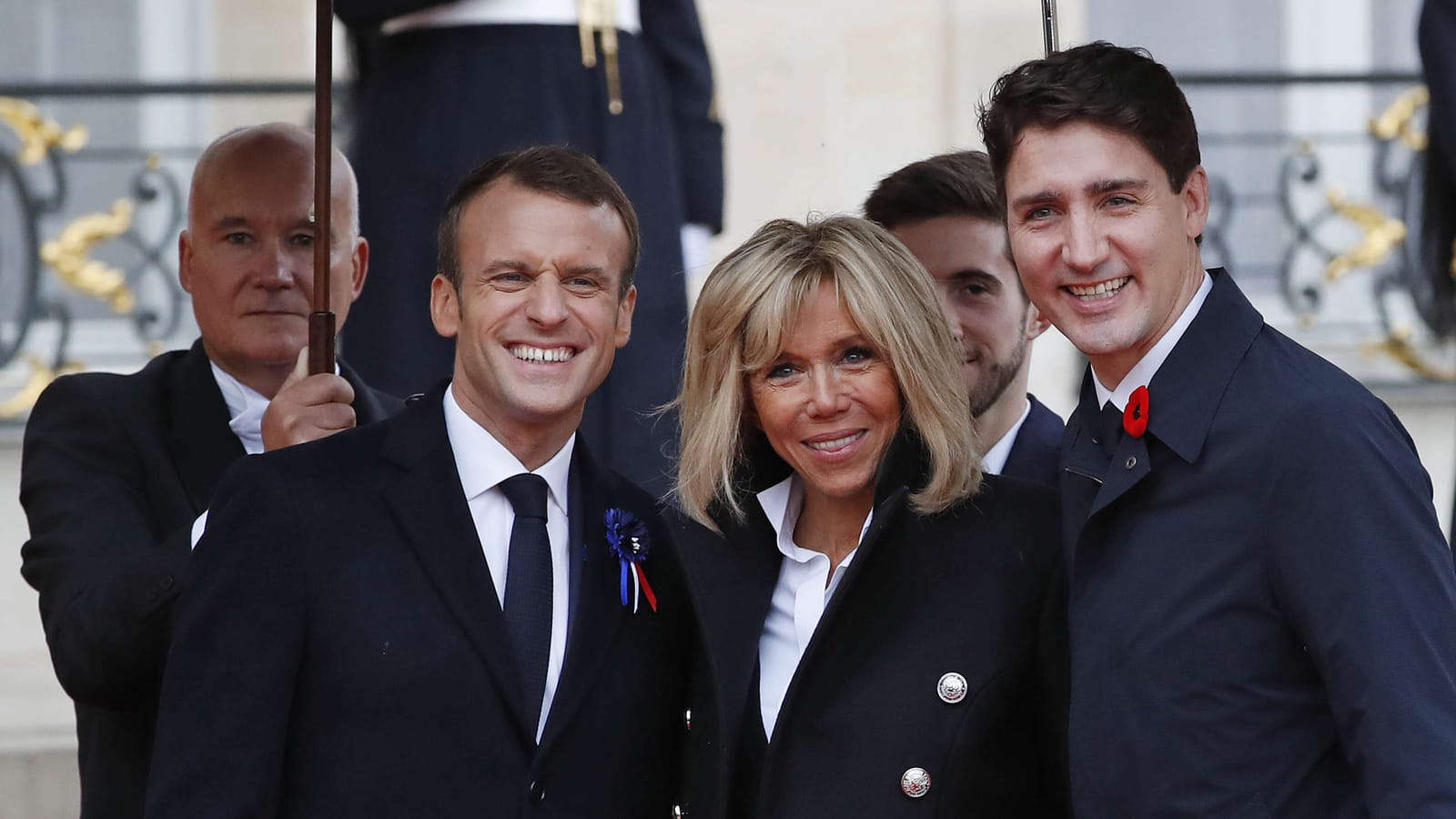 Emmanuel Macron, Brigitte Macron et Justin Trudeau