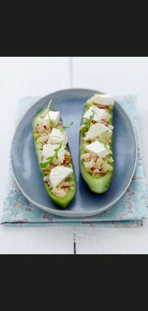 Recette minceur&nbsp;: mini concombre farci aux radis, raisins secs et Caprice des Dieux