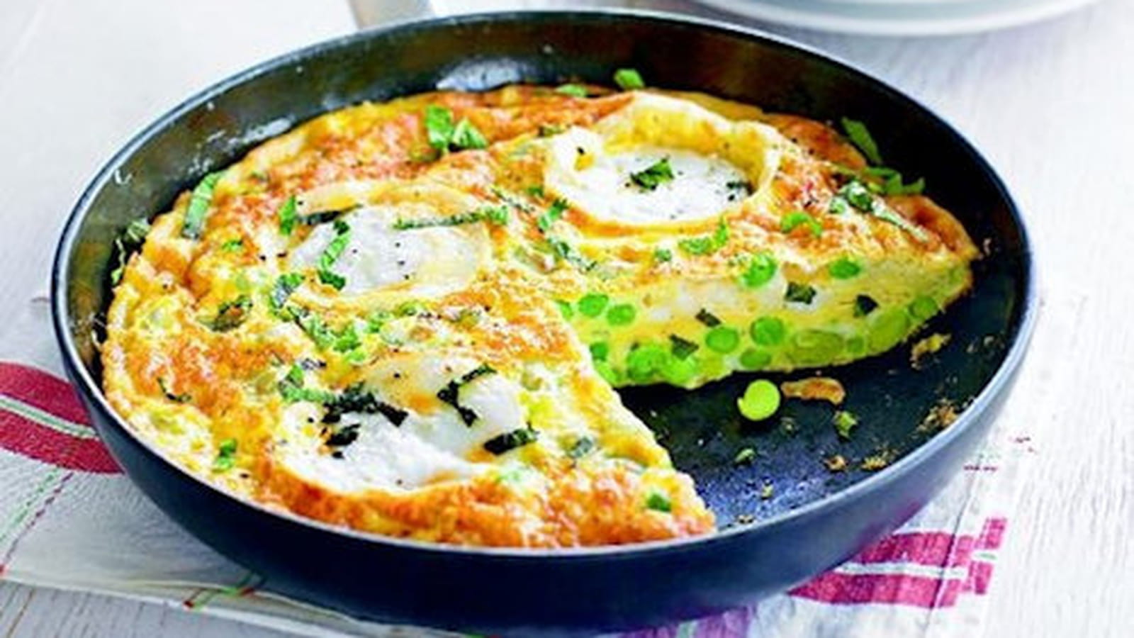 Frittata au chèvre et aux petits pois