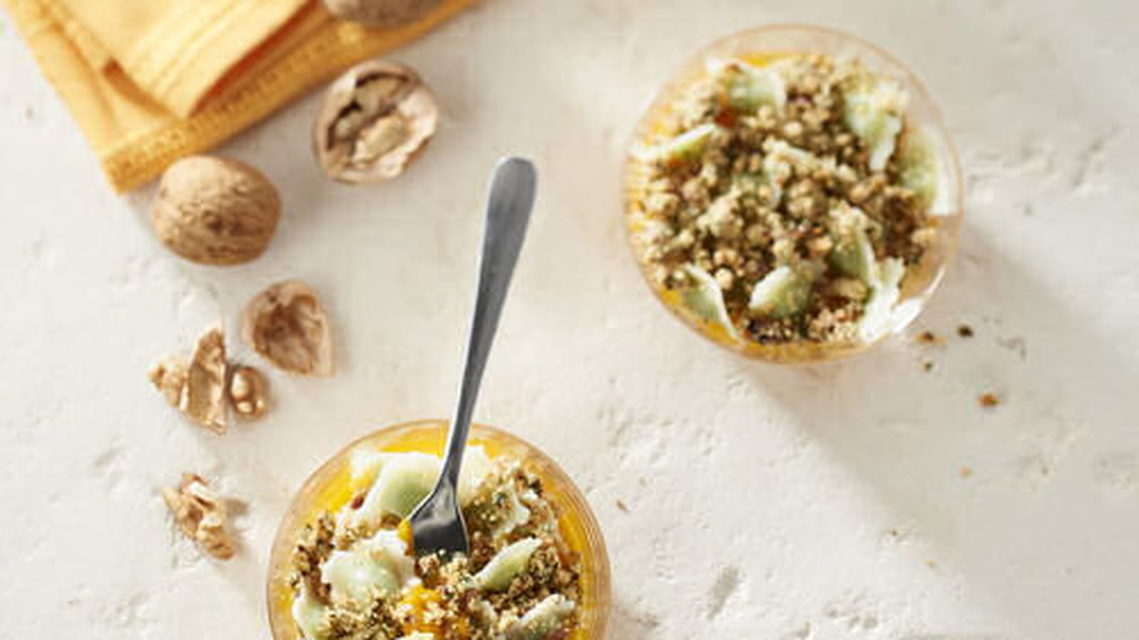 Verrines de ravioles Saint jean et courge avec leur pesto de persil