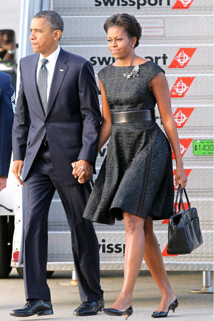 Michelle Obama en robe noire &agrave; dentelle