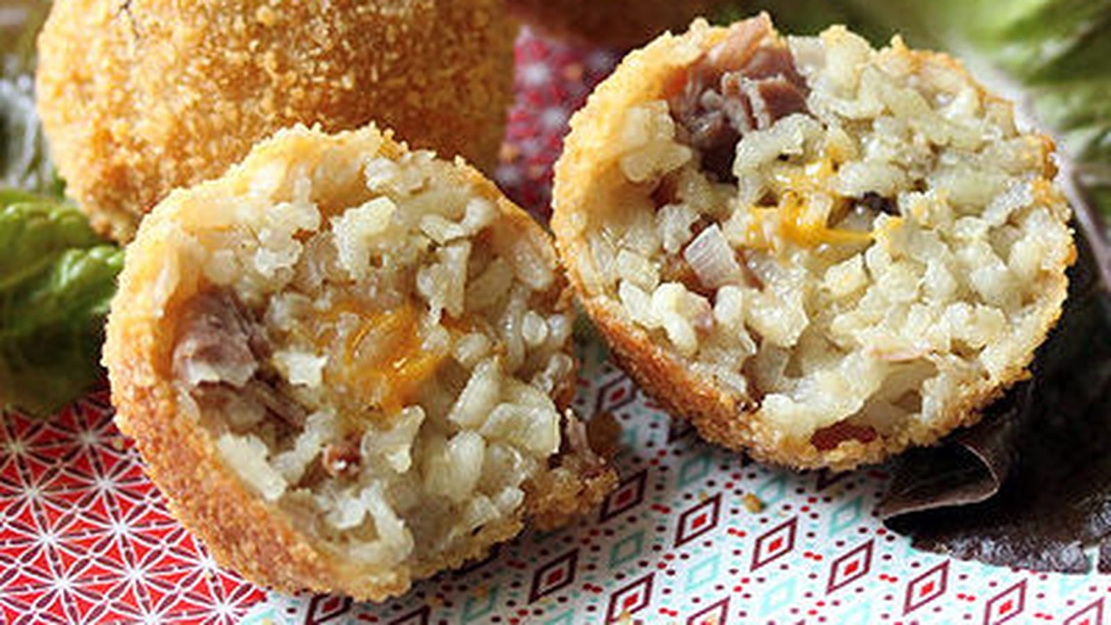 Arancinis champignons jambon cru et mimolette