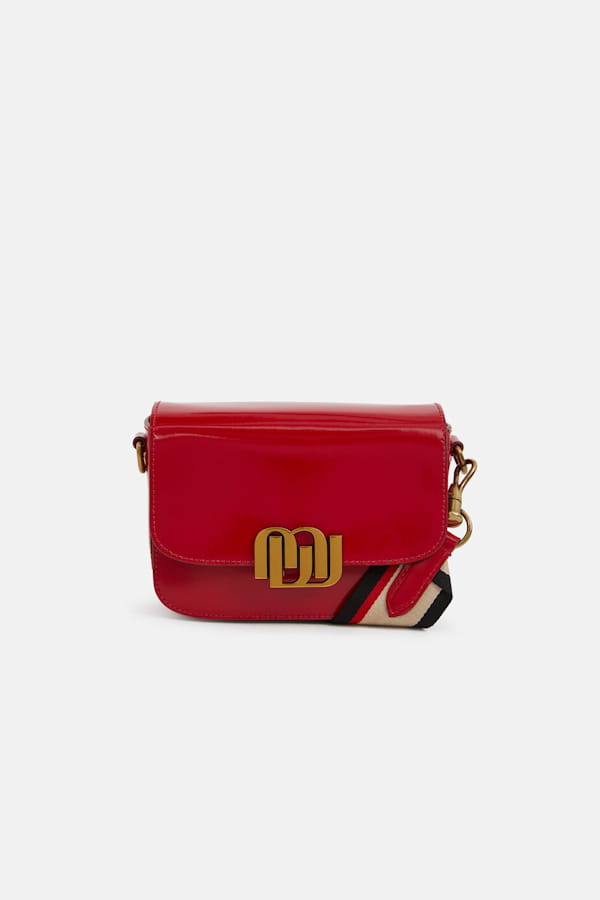Sac à Main Soirée En Cuir Verni Uni - Pour Mariage, Événement - Taille Compacte, Bandoulière Incluse