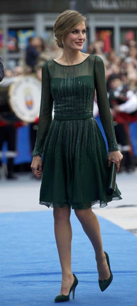 Letizia d'Espagne : élégante en robe verte