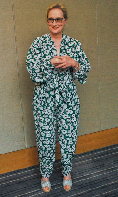 Meryl Streep en combinaison verte fleurie