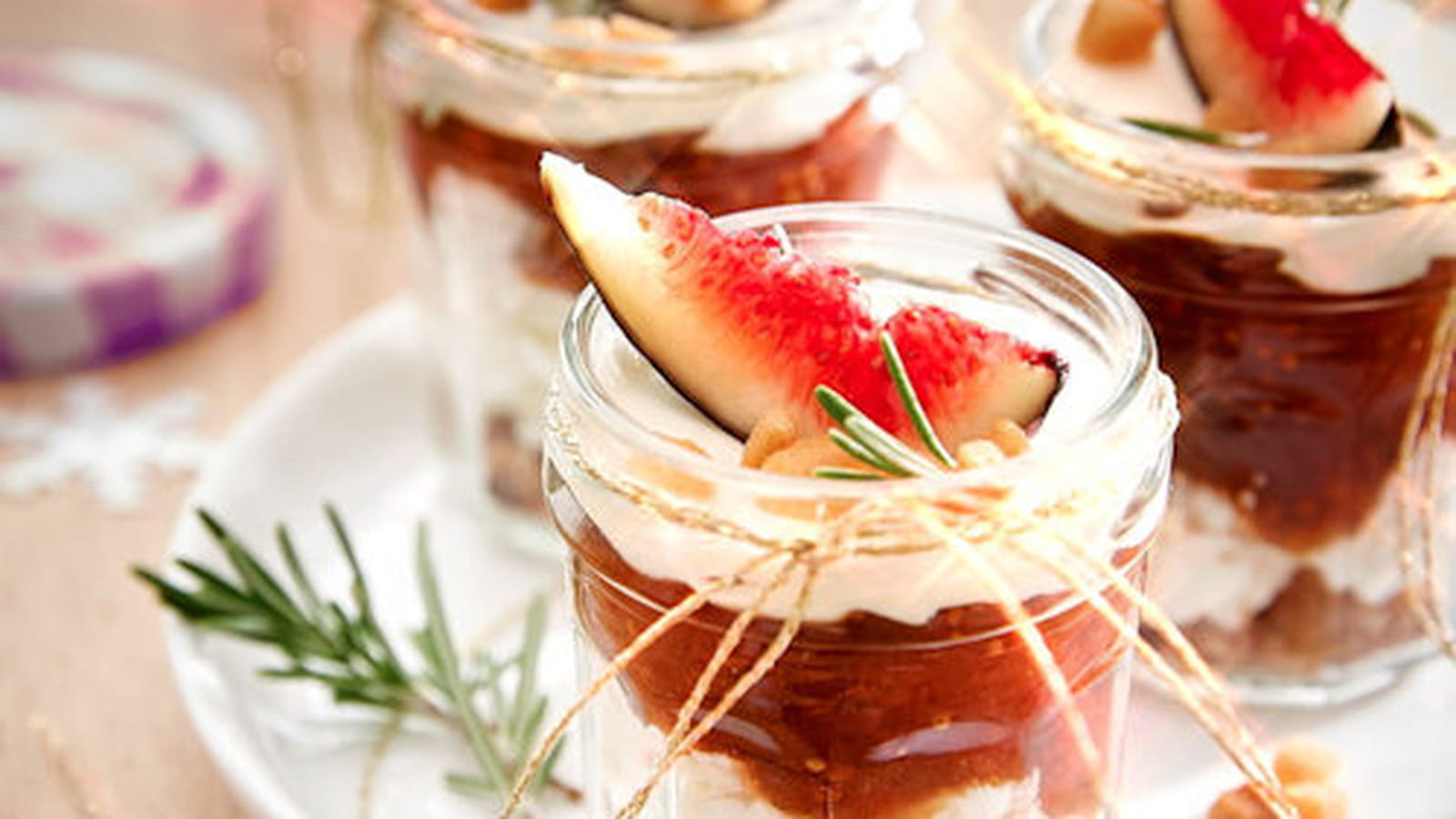 Petits pots enneigés à la Confiture Figue INTENSE Bonne Maman