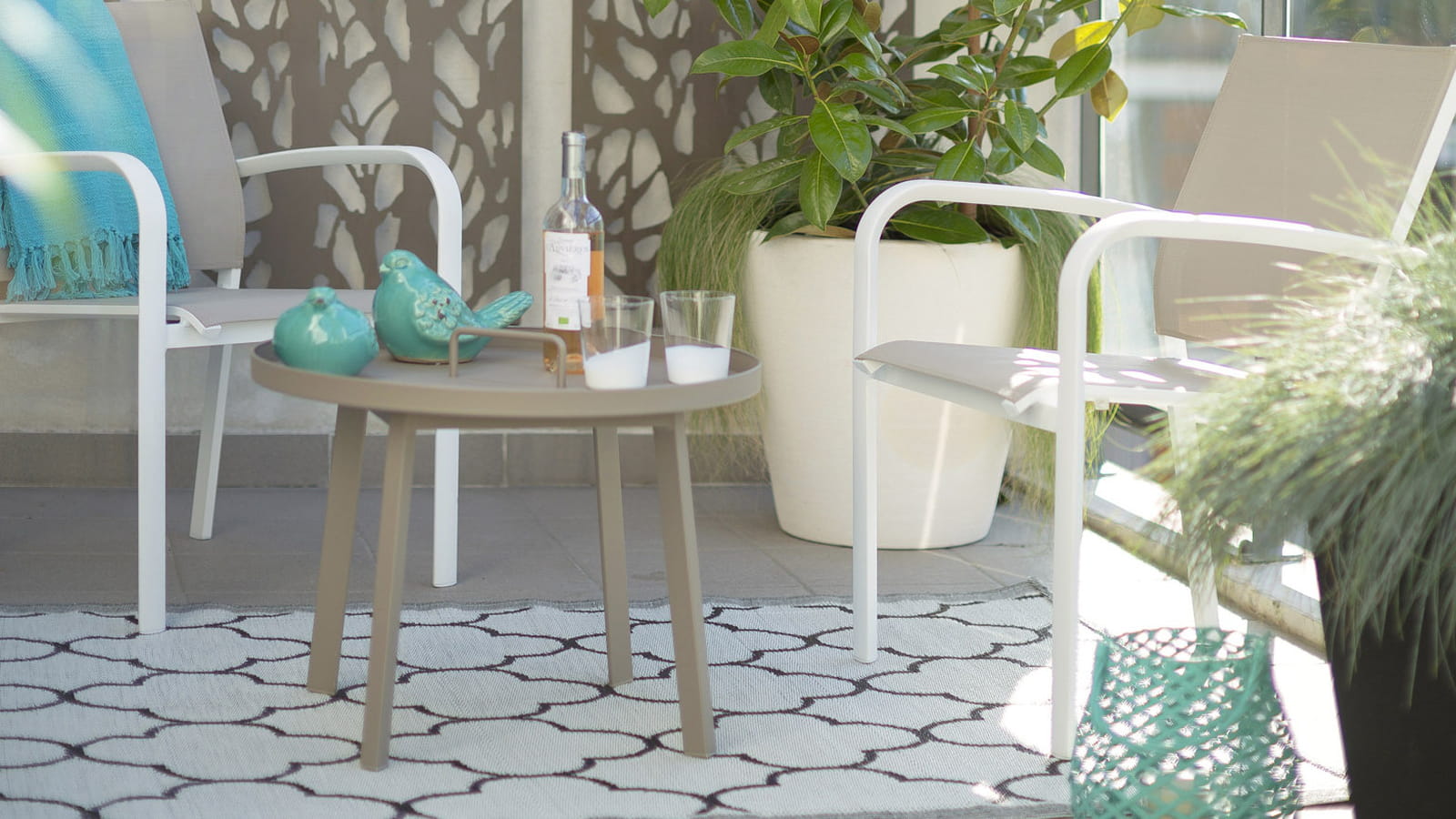 Fauteuil et table basse Agathe Botanic