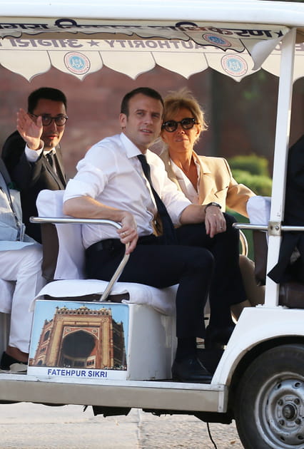 Emmanuel et Brigitte Macron au Taj Mahal, Agra