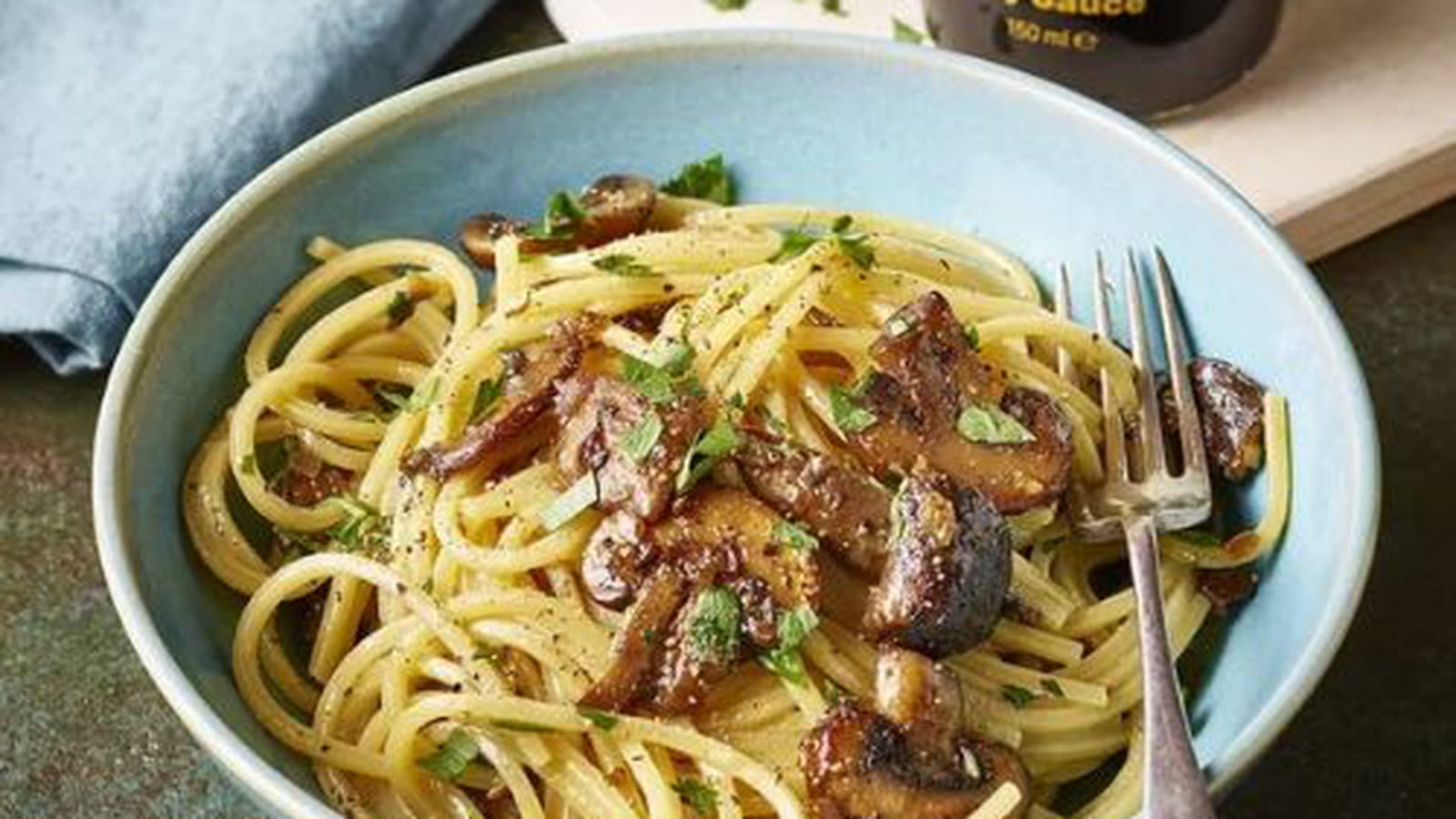 Spaghetti carbonara aux champignons