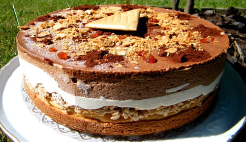 Entremets aux 3 chocolats et caramel