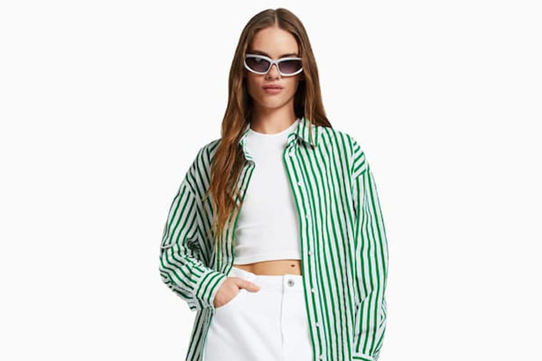Pull à capuche femme Sisley à rayures vertes polyamide taille M