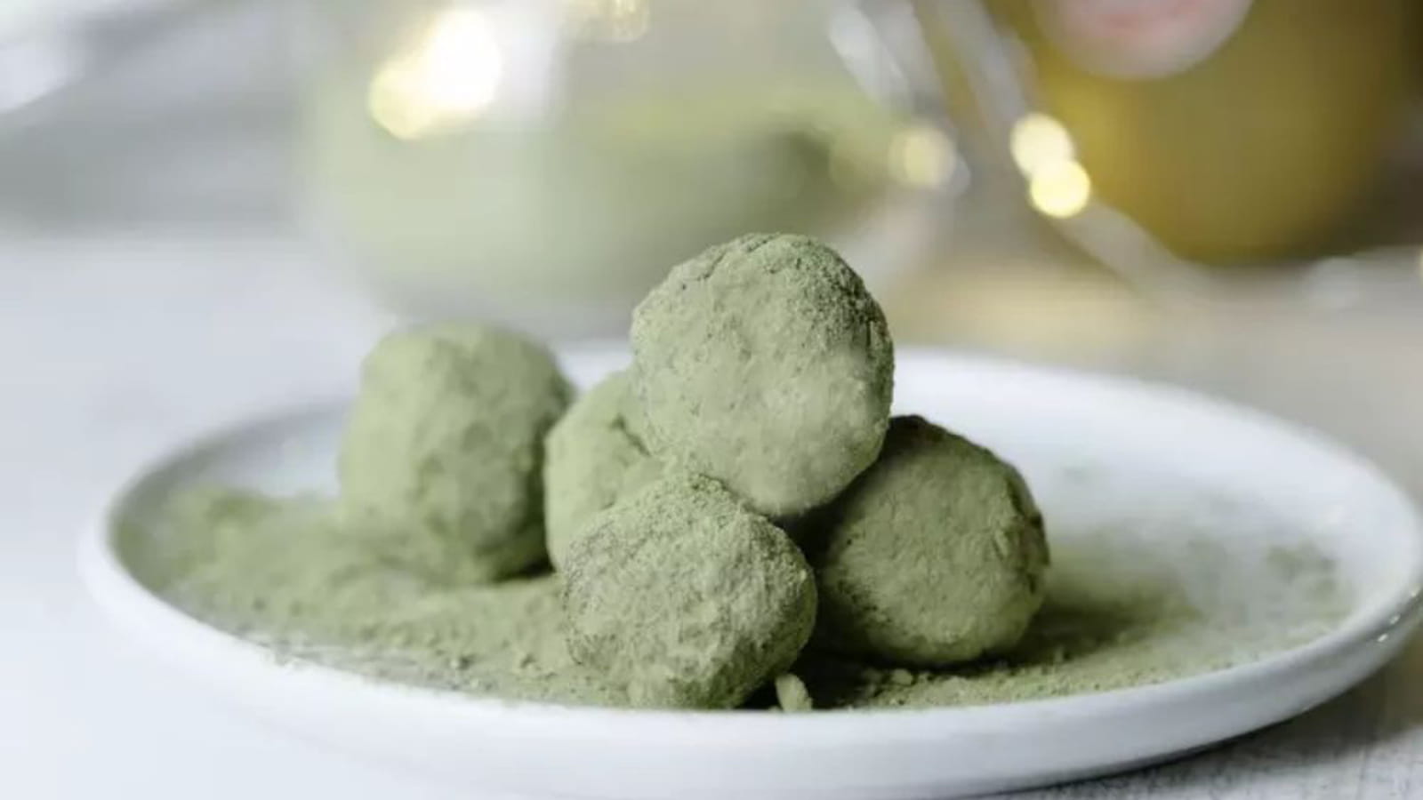 Truffes aux kiwis Oscar et thé matcha