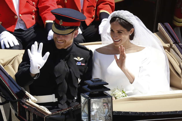 Le Prince Harry et Meghan Markle apr&egrave;s leur mariage &agrave; la chapelle Saint George, 19&nbsp;mai 2018.