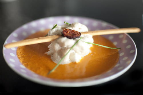 Ile flottante sur coulis espagnol - Espuma d'ail
