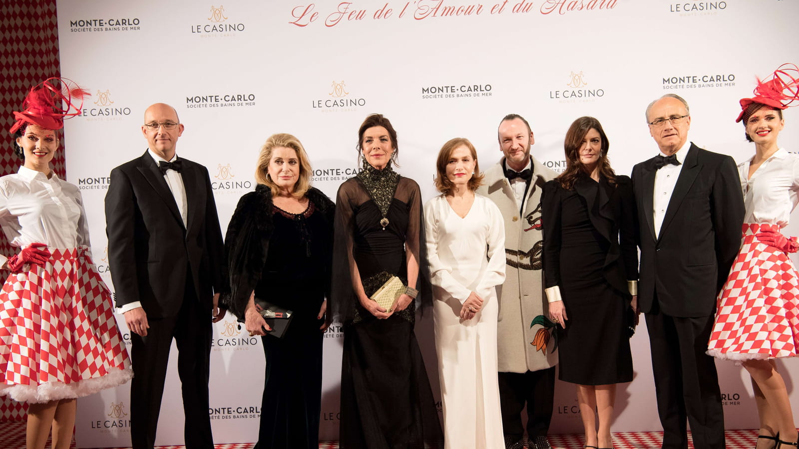 Pascal Camia, Vice-Président des Casinos de Monaco, Catherine Deneuve, Princesse Caroline de Hanovre, Isabelle Huppert, Charles Kaisin, Chiara Mastroiani et Jean-Luc Biamonti, PDG de Monte-Carlo Société des Bains de Mer