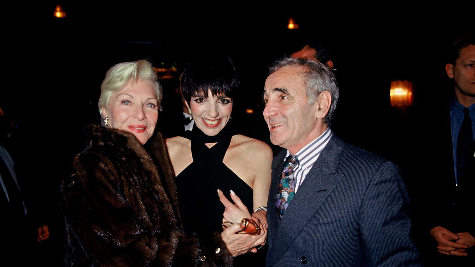 Avec Liza Minnelli et Charles Aznavour en 1991