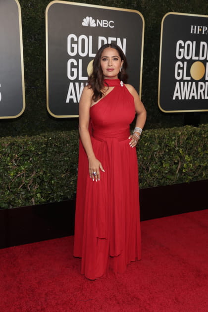 FLOP : Salma Hayek en robe rouge pailletée
