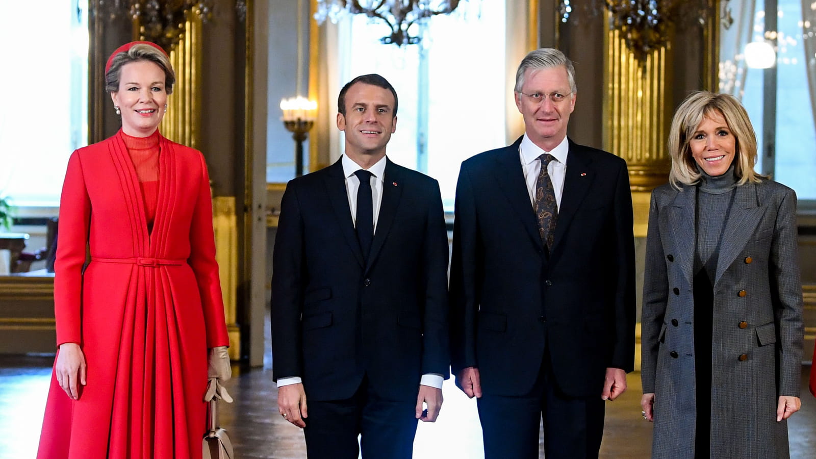 Les Macron, Mathilde et Philippe de Belgique