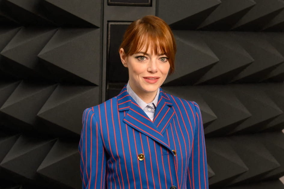 Emma Stone, s&eacute;rieuse avec sa frange effil&eacute;e