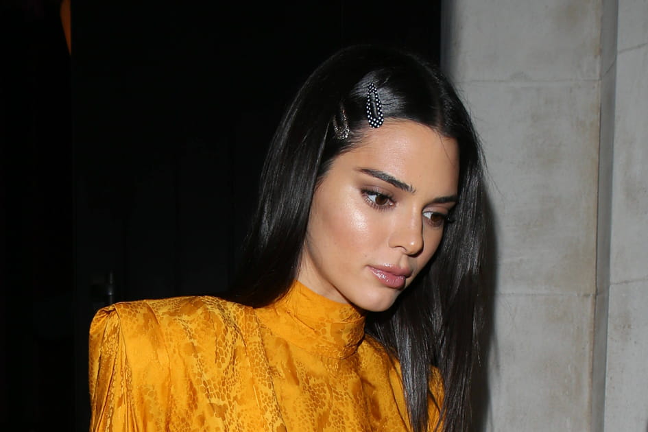 Kendall Jenner avec des barrettes r&eacute;gr&eacute;ssives