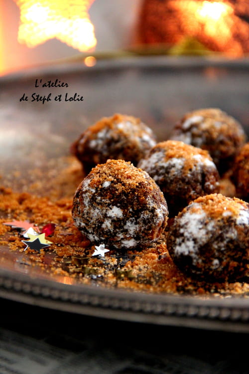 Rochers noirs à la liqueur de pistache et éclats de biscuits Speculoos