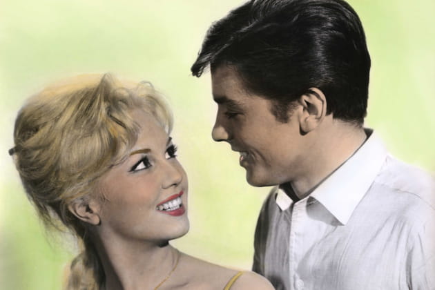 Avec Alain Delon dans "Faibles femmes" en 1958