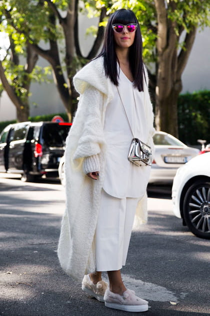 Street style &agrave; Milan : le total look blanc