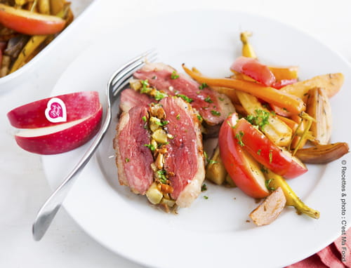 Magrets de canard farcis aux pommes