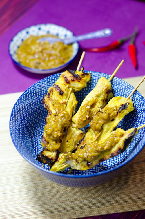 Brochettes de poulet sauce cacahuètes - Sate