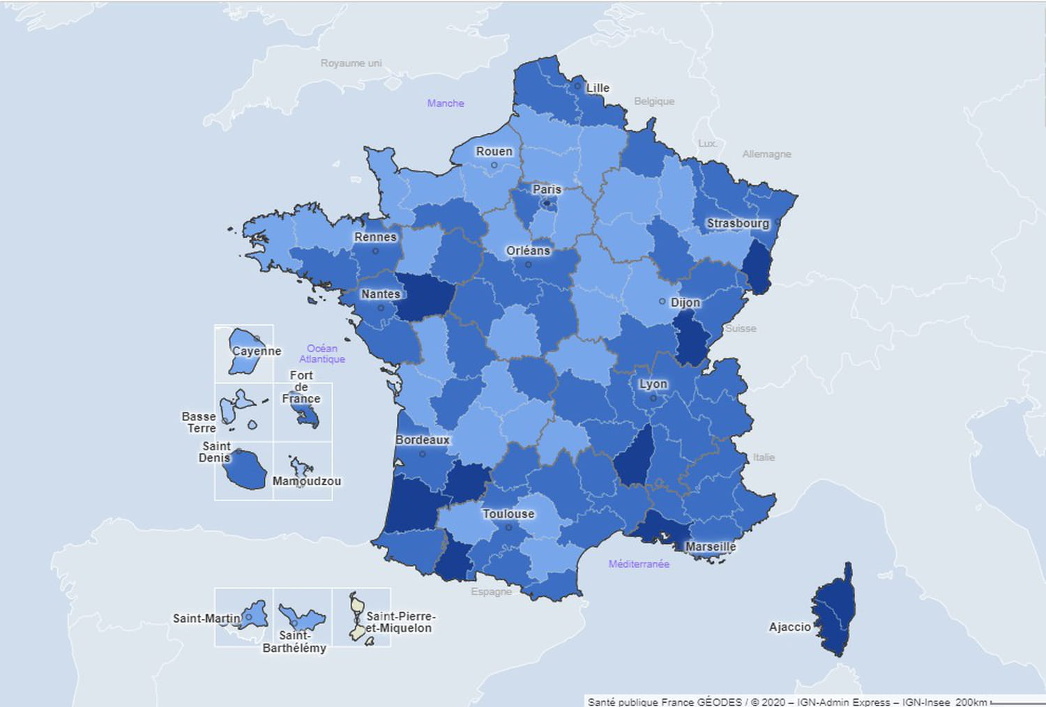 Carte Covid : France, voyage, département, Monde, Europe
