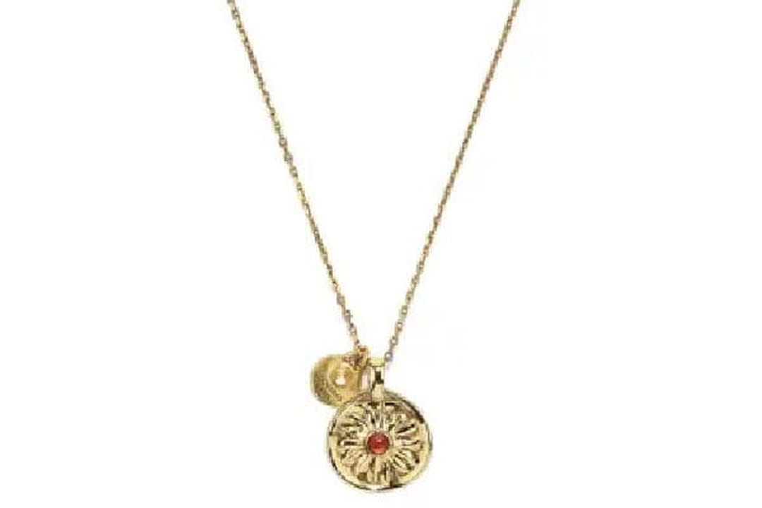Collier Pendentif Soleil Signé Scooter Paris - Vintage Métal Et Cuir - Occasion