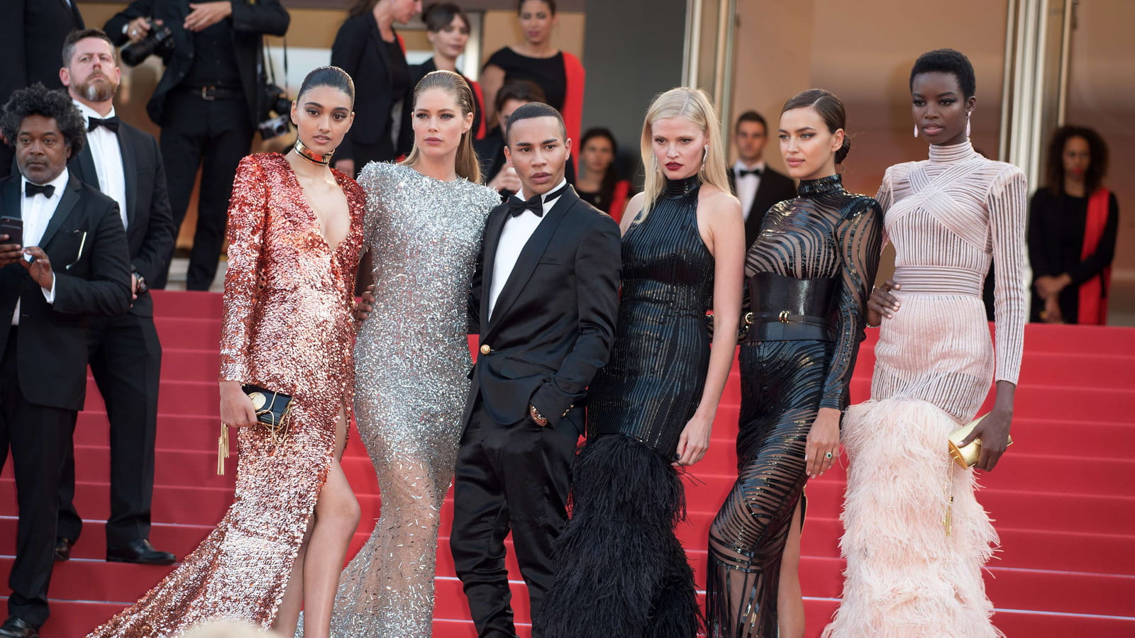 Neelam Gill, Doutzen Kroes,Olivier Rousteing,Lara Stone, Irina Shayk et Maria Borges