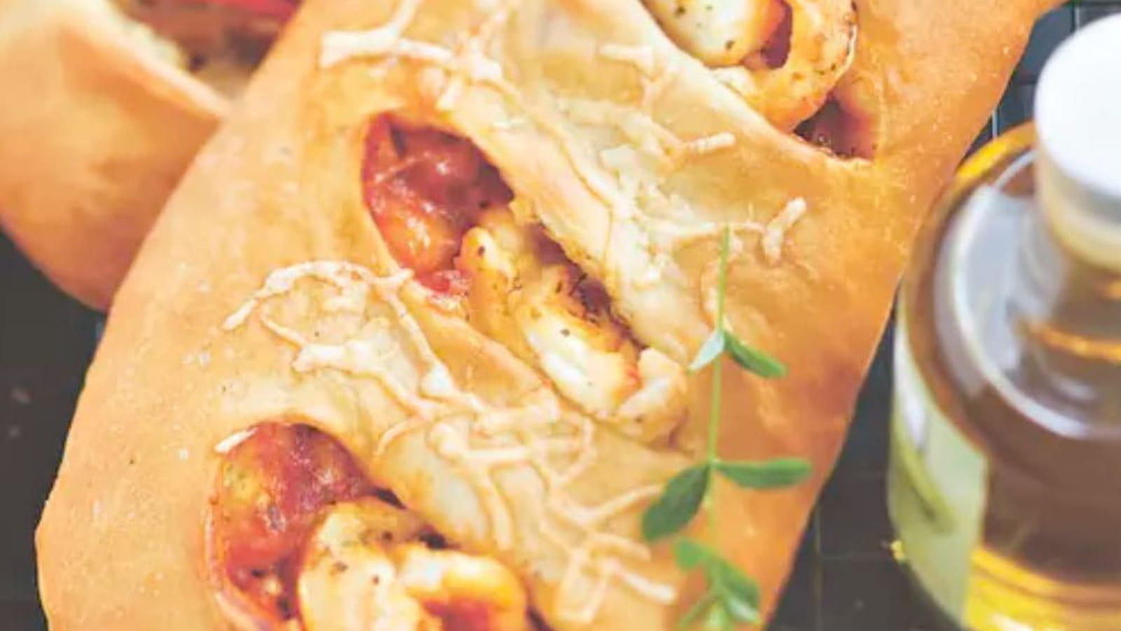 Fougasses lardons chèvre - poulet poivrons
