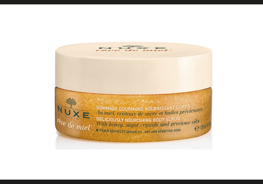 Le gommage nourrissant corps r&ecirc;ve de miel de Nuxe