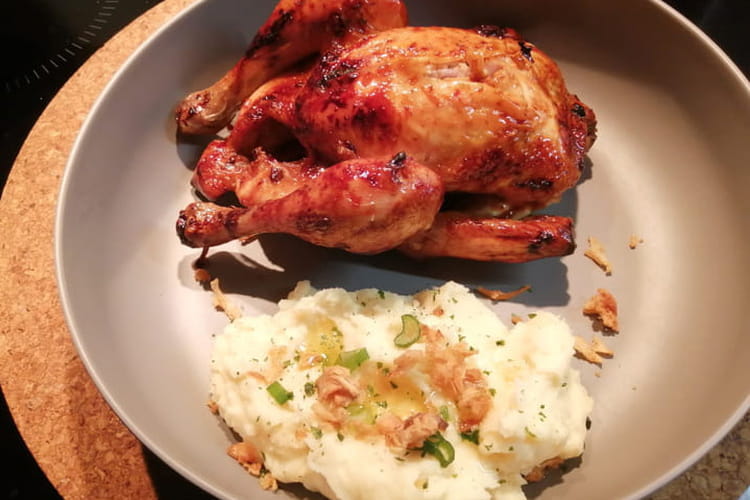 Recette de Coquelet laqué au miel & purée maison