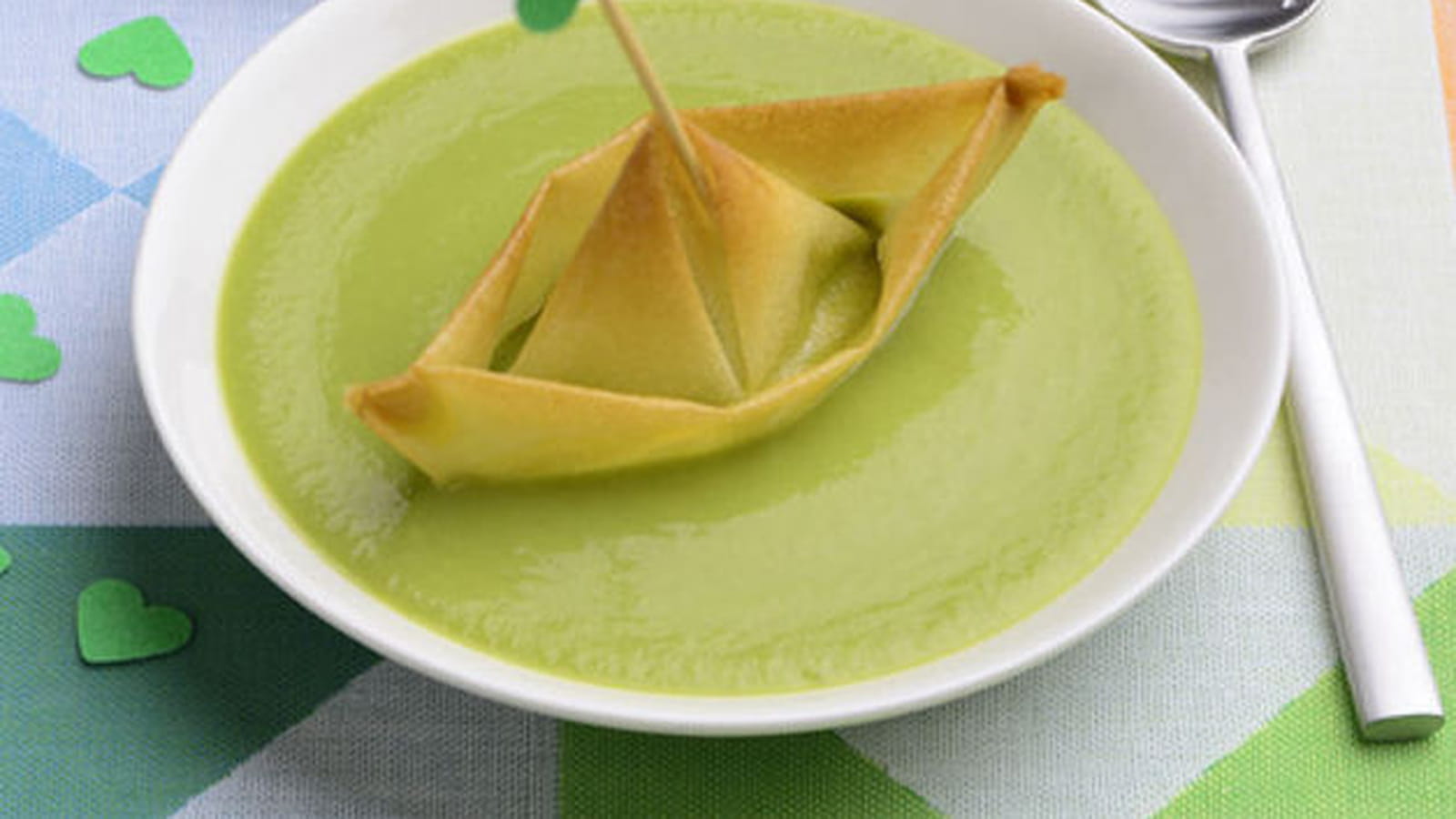 Soupe et salade de petits pois d'aucy