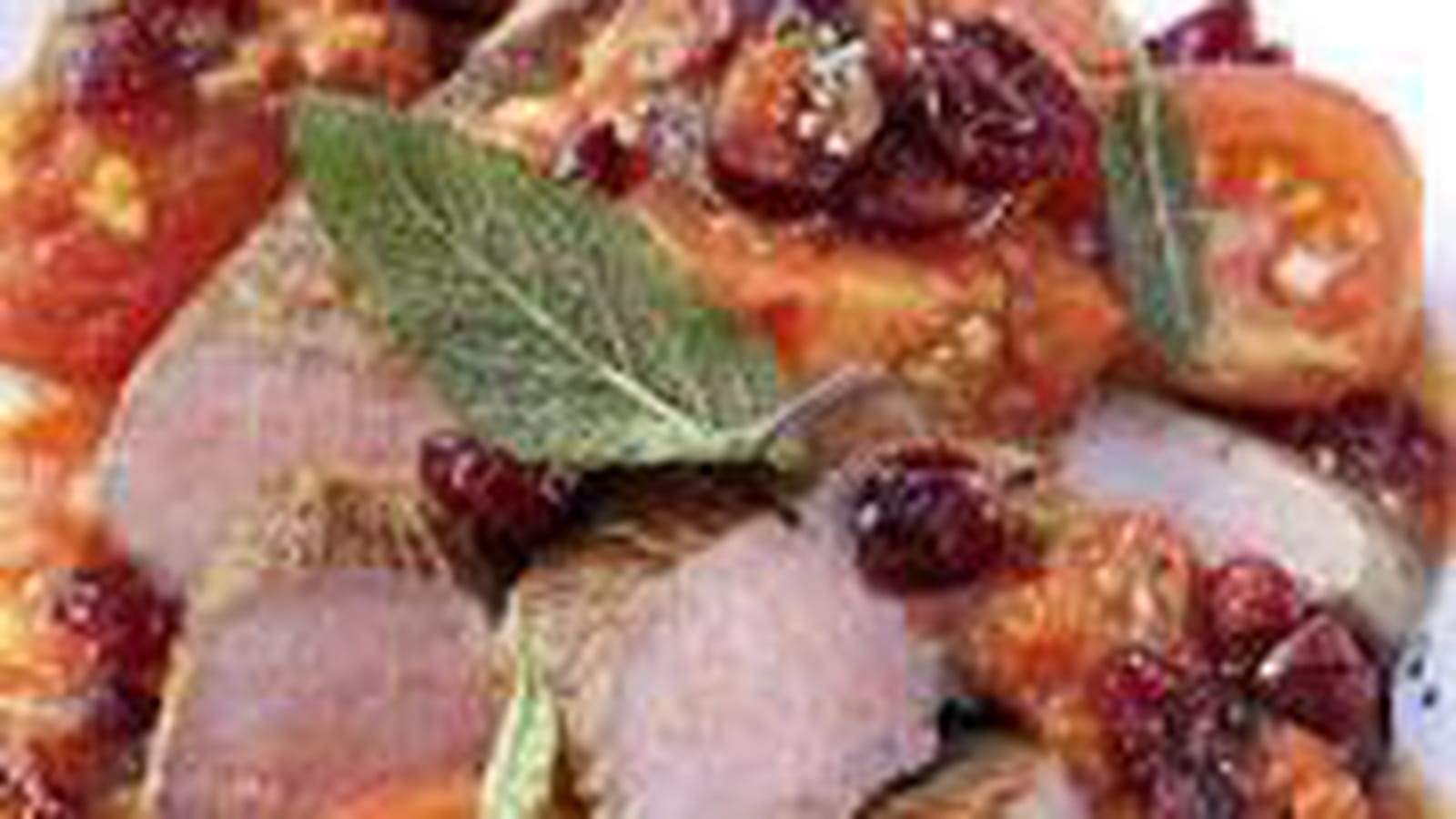 Fondue de tomates aux US cranberries avec filet d'agneau