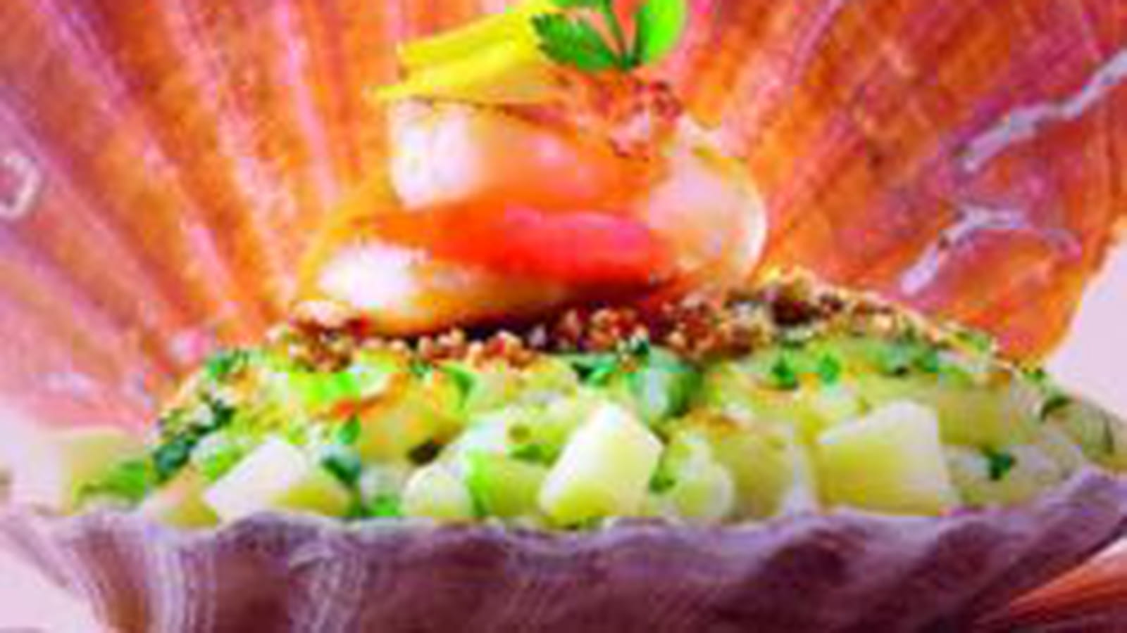Cassolette de Saint Jacques, coquillettes au Beaufort comme un risotto