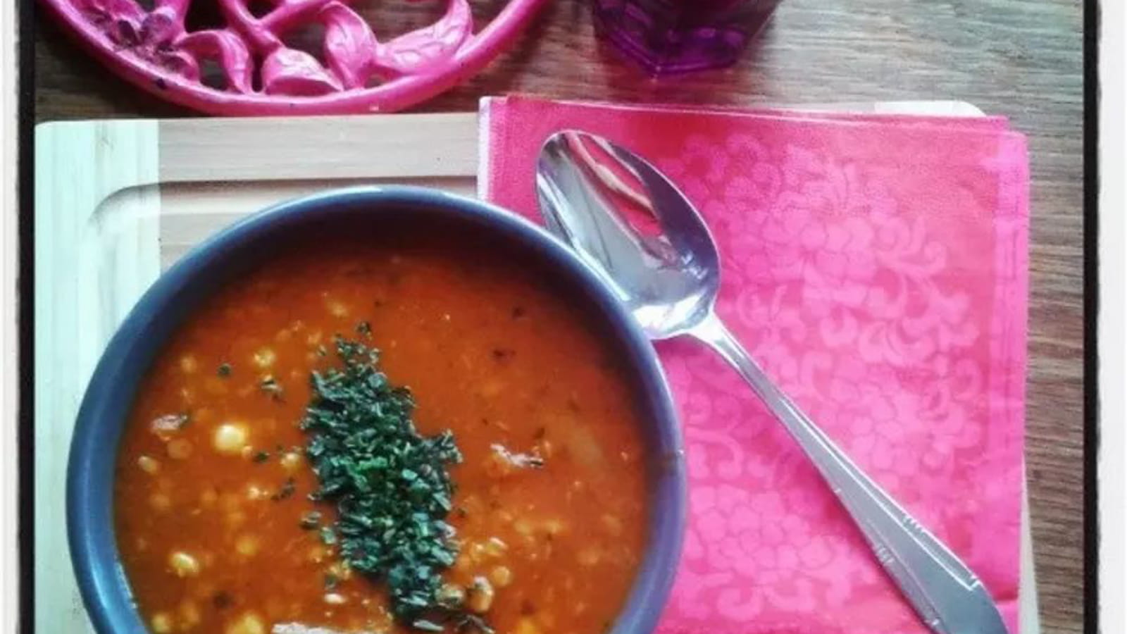 Harira à ma façon (bœuf, lentilles, orge et pois chiches)
